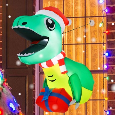 Costway 3.3' Christmas Inflatable Dinosaur Broke Out From Window Hanging Window Dinosaur : Target